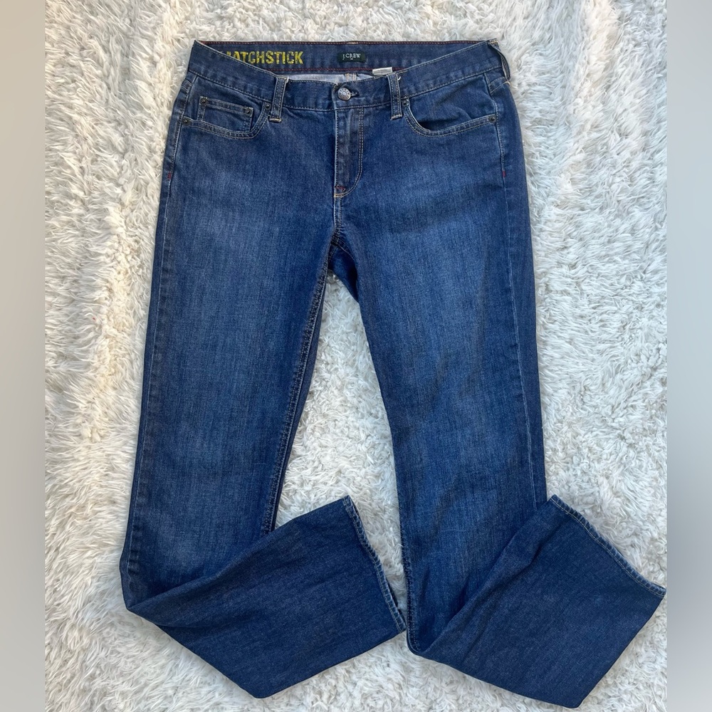 J. Crew Matchstick Slim Straight Leg Jeans Blue Mid Rise Medium Wash Size 29 EUC